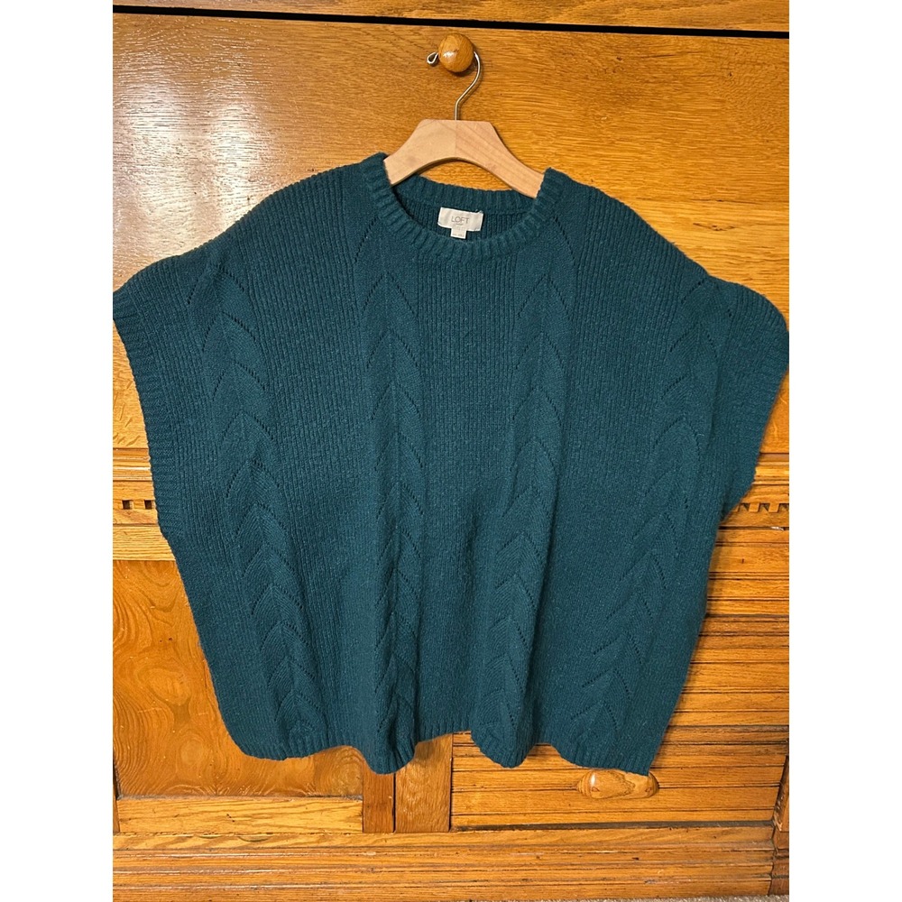 Loft Outlet Preppy Cozycore‎ Teal Cable Knit Oversized Sweater Vest Streetwear